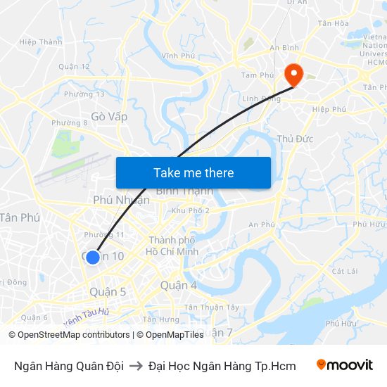 Ngân Hàng Quân Đội to Đại Học Ngân Hàng Tp.Hcm map