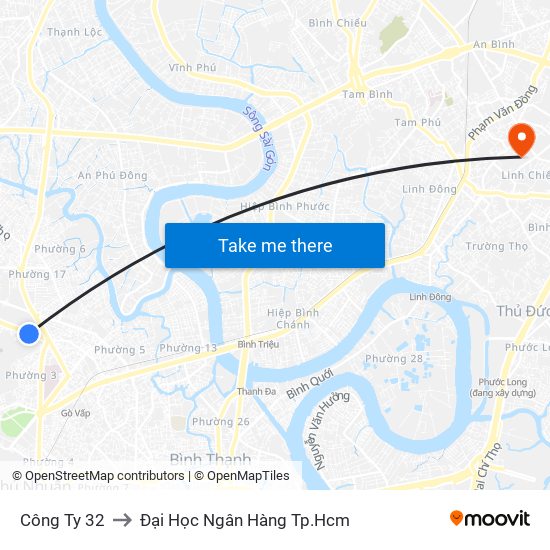 Công Ty 32 to Đại Học Ngân Hàng Tp.Hcm map