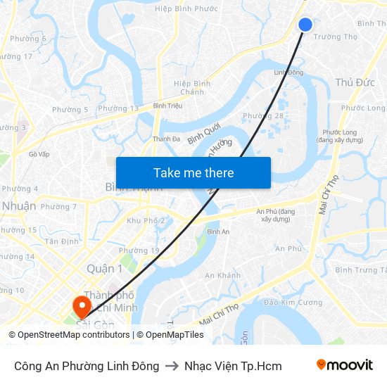 Công An Phường Linh Đông to Nhạc Viện Tp.Hcm map