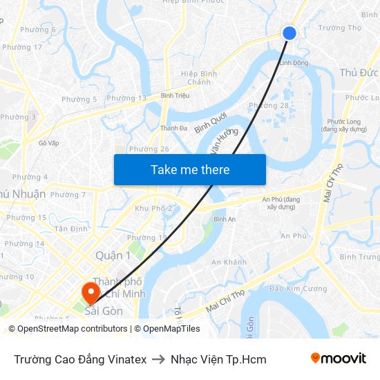 Trường Cao Đẳng Vinatex to Nhạc Viện Tp.Hcm map