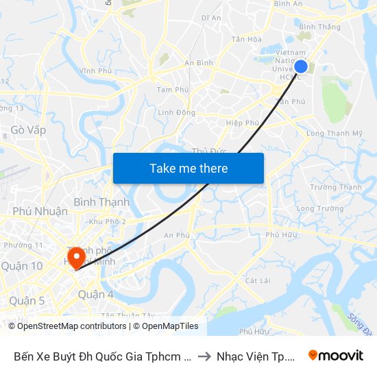 Bến Xe Buýt Đh Quốc Gia Tphcm (Mới) to Nhạc Viện Tp.Hcm map