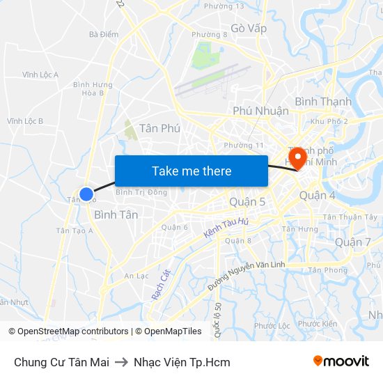 Chung Cư Tân Mai to Nhạc Viện Tp.Hcm map