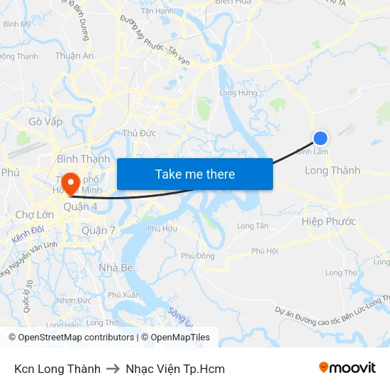 Kcn Long Thành to Nhạc Viện Tp.Hcm map
