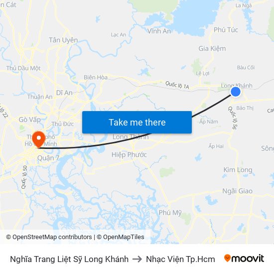 Nghĩa Trang Liệt Sỹ Long Khánh to Nhạc Viện Tp.Hcm map