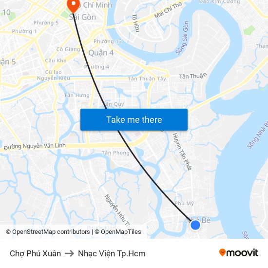 Chợ Phú Xuân to Nhạc Viện Tp.Hcm map