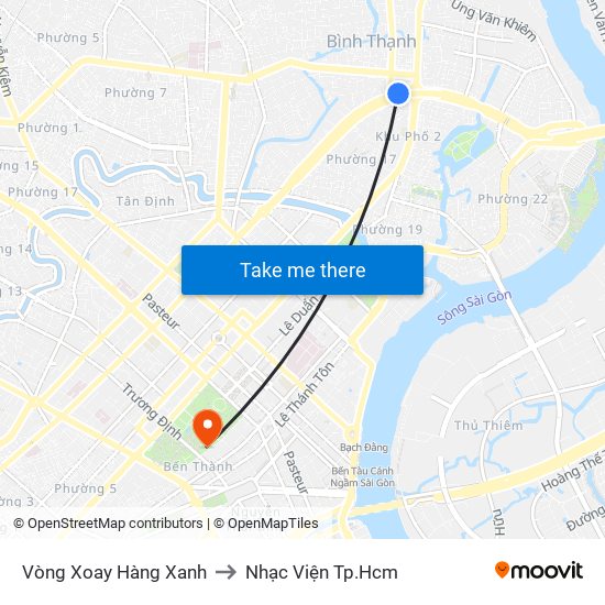 Vòng Xoay Hàng Xanh to Nhạc Viện Tp.Hcm map