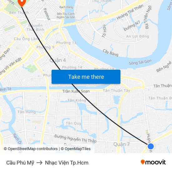 Cầu Phú Mỹ to Nhạc Viện Tp.Hcm map