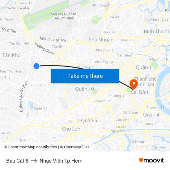 Bàu Cát 8 to Nhạc Viện Tp.Hcm map