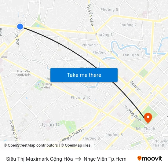 Siêu Thị Maximark Cộng Hòa to Nhạc Viện Tp.Hcm map