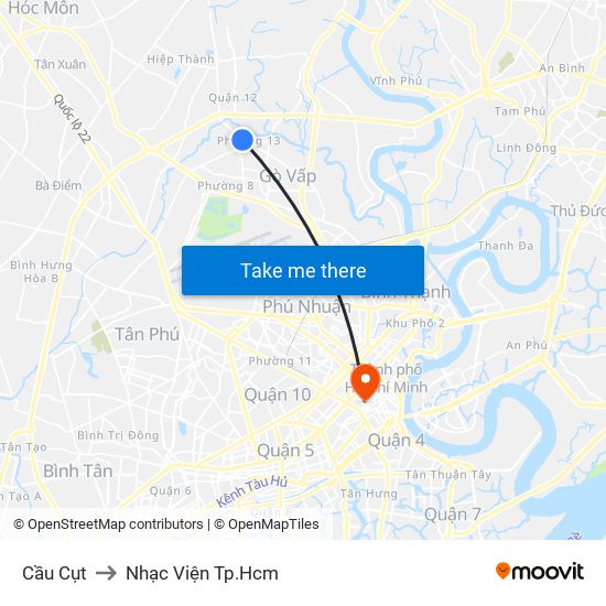 Cầu Cụt to Nhạc Viện Tp.Hcm map