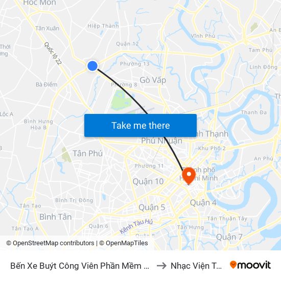 Bến Xe Buýt Công Viên Phần Mềm Quang Trung to Nhạc Viện Tp.Hcm map