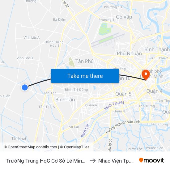 TrườNg Trung HọC Cơ Sở Lê Minh Xuân to Nhạc Viện Tp.Hcm map