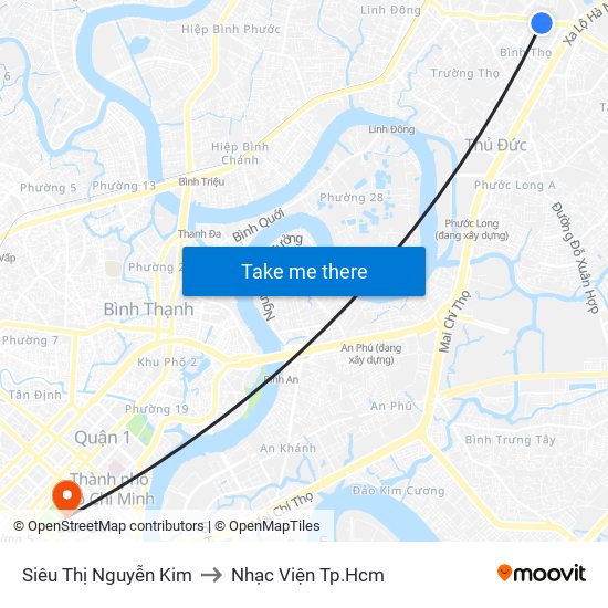 Siêu Thị Nguyễn Kim to Nhạc Viện Tp.Hcm map