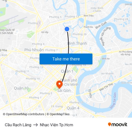 Cầu Rạch Lăng to Nhạc Viện Tp.Hcm map