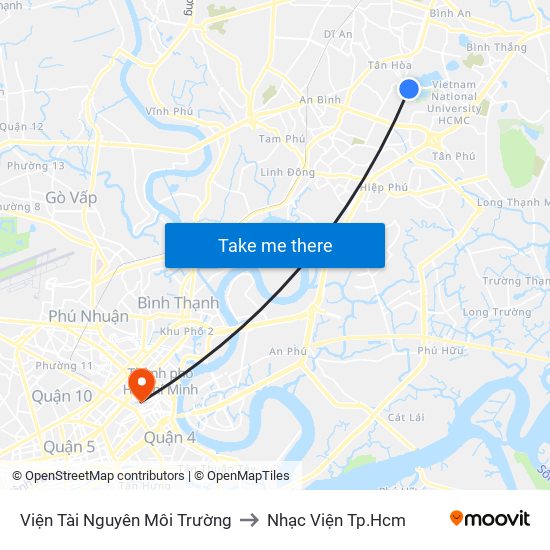 Viện Tài Nguyên Môi Trường to Nhạc Viện Tp.Hcm map