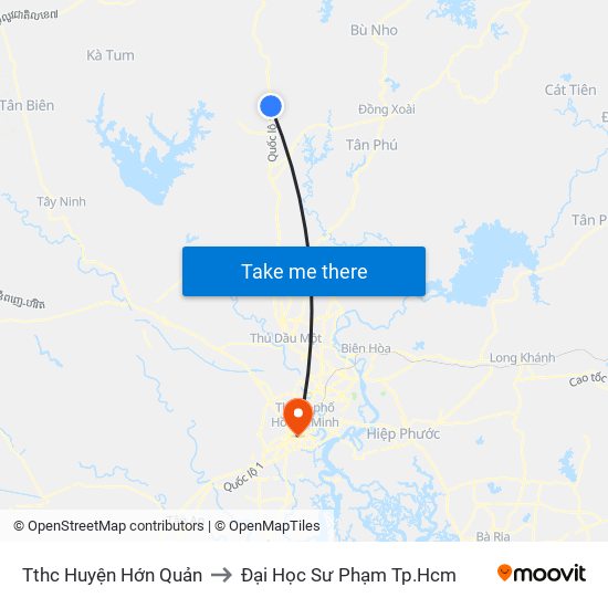 Tthc Huyện Hớn Quản to Đại Học Sư Phạm Tp.Hcm map