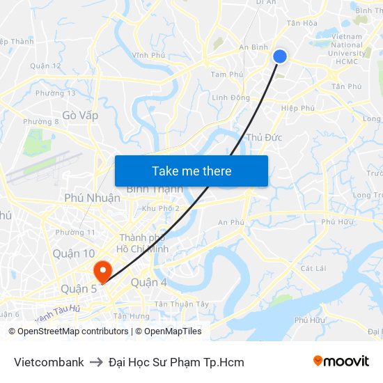 Vietcombank to Đại Học Sư Phạm Tp.Hcm map