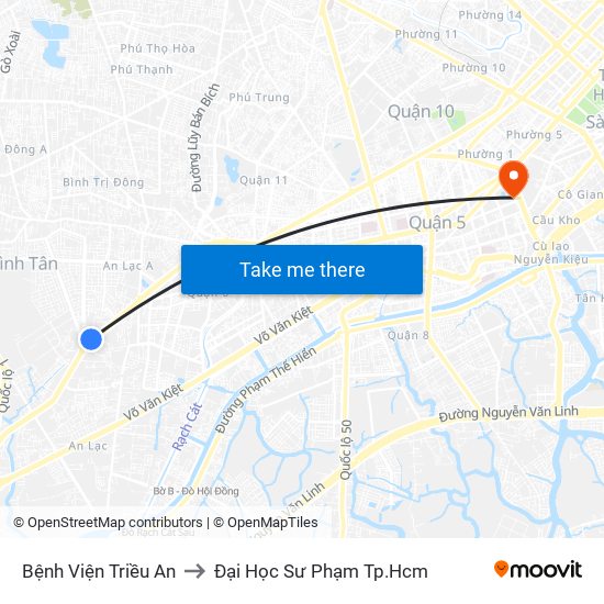 Bệnh Viện Triều An to Đại Học Sư Phạm Tp.Hcm map