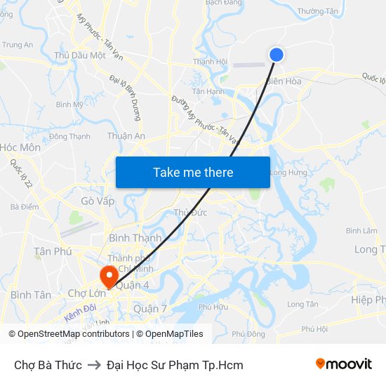 Chợ Bà Thức to Đại Học Sư Phạm Tp.Hcm map