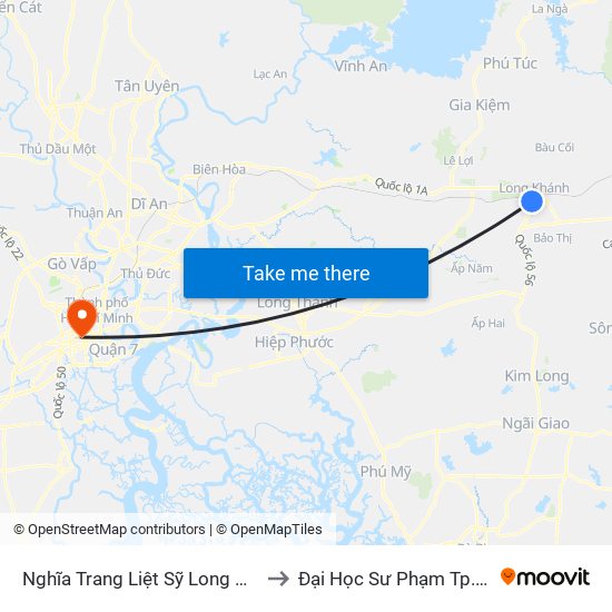 Nghĩa Trang Liệt Sỹ Long Khánh to Đại Học Sư Phạm Tp.Hcm map