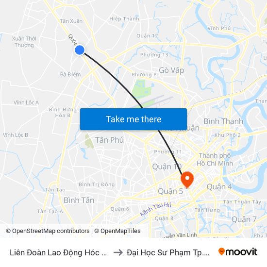 Liên Đoàn Lao Động Hóc Môn to Đại Học Sư Phạm Tp.Hcm map