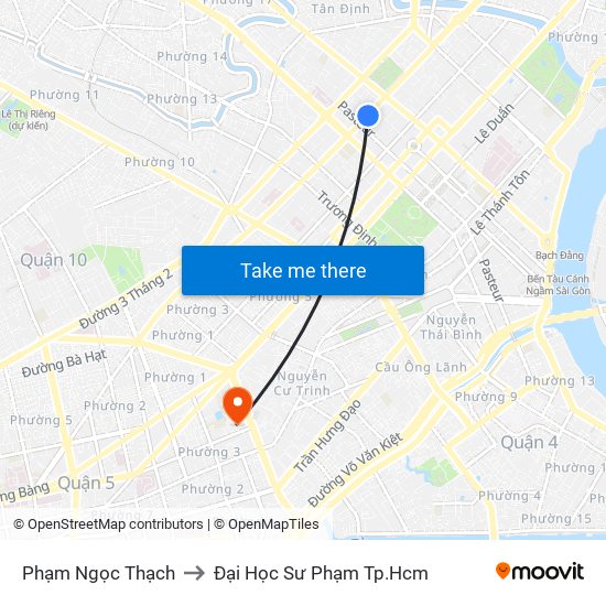 Phạm Ngọc Thạch to Đại Học Sư Phạm Tp.Hcm map