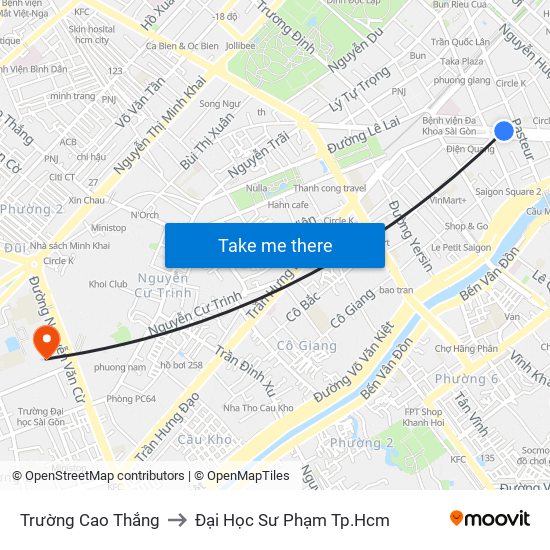 Trường Cao Thắng to Đại Học Sư Phạm Tp.Hcm map