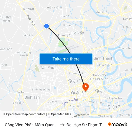 Công Viên Phần Mềm Quang Trung to Đại Học Sư Phạm Tp.Hcm map
