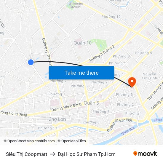 Siêu Thị Coopmart to Đại Học Sư Phạm Tp.Hcm map