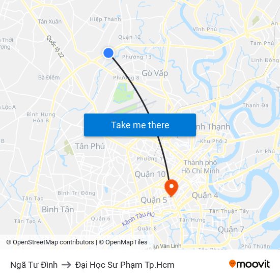 Ngã Tư Đình to Đại Học Sư Phạm Tp.Hcm map