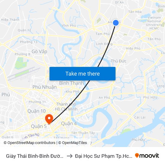 Giày Thái Bình-Bình Đường to Đại Học Sư Phạm Tp.Hcm map