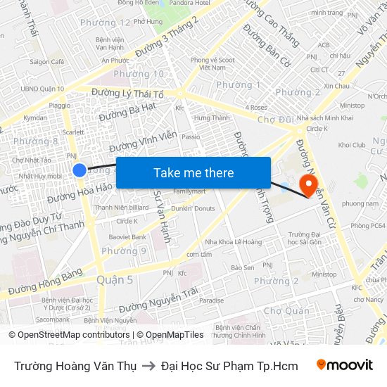 Trường Hoàng Văn Thụ to Đại Học Sư Phạm Tp.Hcm map