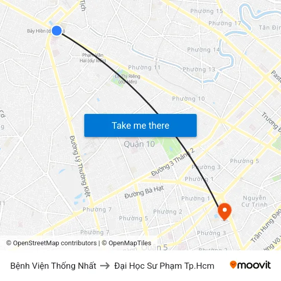 Bệnh Viện Thống Nhất to Đại Học Sư Phạm Tp.Hcm map