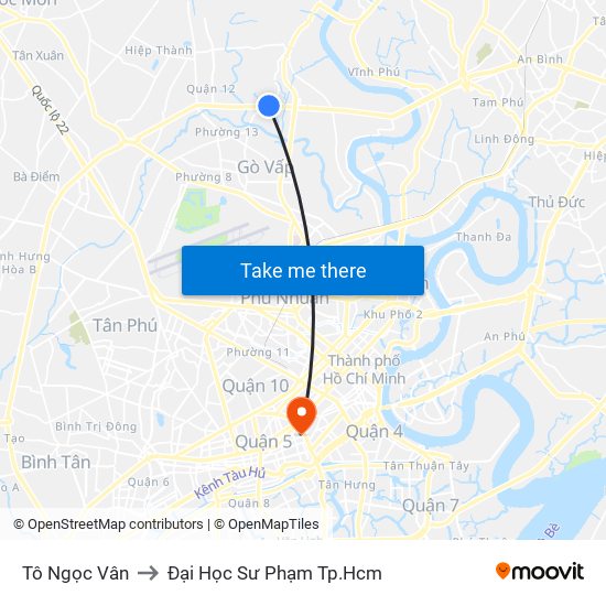 Tô Ngọc Vân to Đại Học Sư Phạm Tp.Hcm map