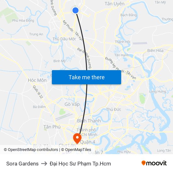 Sora Gardens to Đại Học Sư Phạm Tp.Hcm map