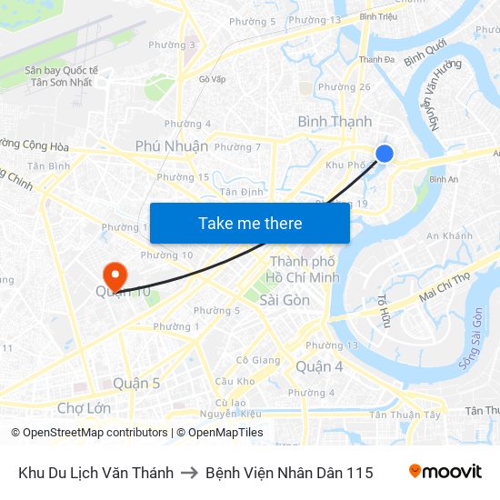 Khu Du Lịch Văn Thánh to Bệnh Viện Nhân Dân 115 map