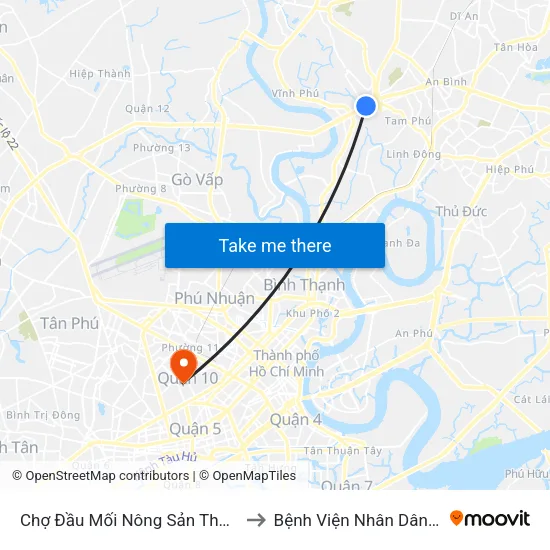 Chợ Đầu Mối Nông Sản Thủ Đức to Bệnh Viện Nhân Dân 115 map