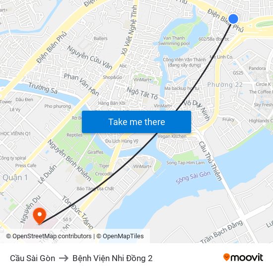 Cầu Sài Gòn to Bệnh Viện Nhi Đồng 2 map