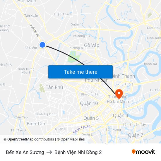 Bến Xe An Sương to Bệnh Viện Nhi Đồng 2 map