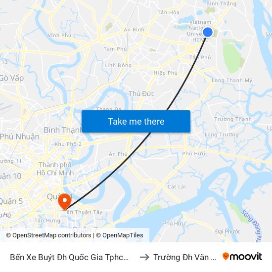 Bến Xe Buýt Đh Quốc Gia Tphcm (Mới) to Trường Đh Văn Hiến map