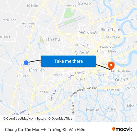 Chung Cư Tân Mai to Trường Đh Văn Hiến map