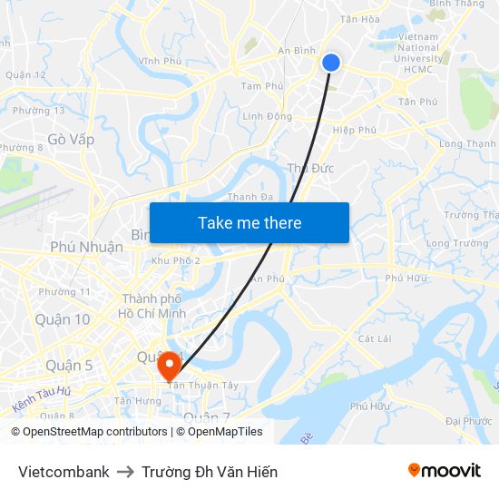 Vietcombank to Trường Đh Văn Hiến map