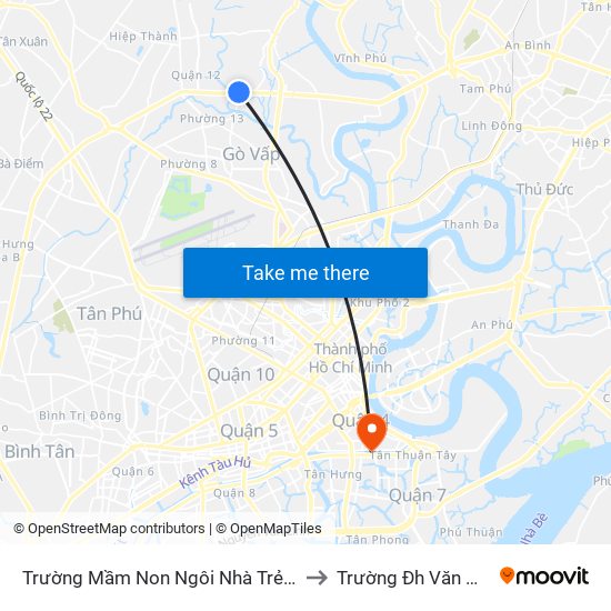 Trường Mầm Non Ngôi Nhà Trẻ Thơ to Trường Đh Văn Hiến map