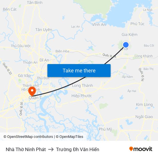 Nhà Thờ Ninh Phát to Trường Đh Văn Hiến map