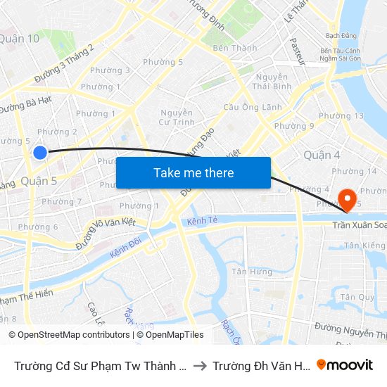 Trường Cđ Sư Phạm Tw Thành Phố to Trường Đh Văn Hiến map