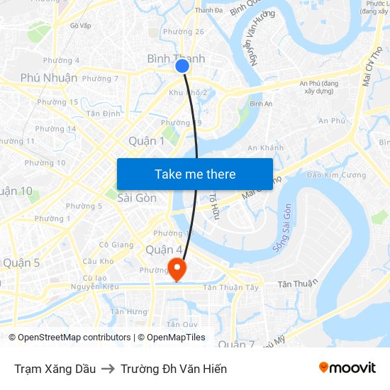 Trạm Xăng Dầu to Trường Đh Văn Hiến map