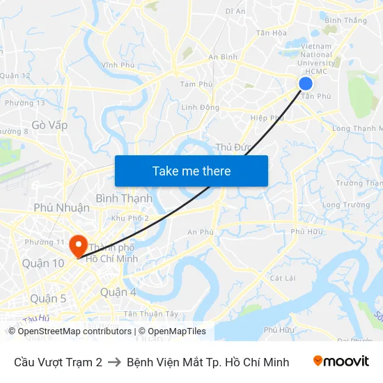 Cầu Vượt Trạm 2 to Bệnh Viện Mắt Tp. Hồ Chí Minh map