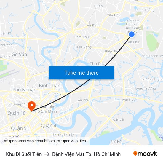 Khu Dl Suối Tiên to Bệnh Viện Mắt Tp. Hồ Chí Minh map