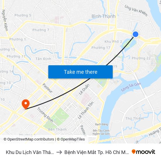 Khu Du Lịch Văn Thánh to Bệnh Viện Mắt Tp. Hồ Chí Minh map