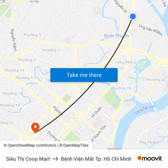 Siêu Thị Coop Mart to Bệnh Viện Mắt Tp. Hồ Chí Minh map
